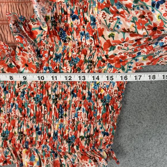 English Factory Ruffle Neck Smocked Top Floral Cropped M NWOT Feminine Playful - Picture 5 of 8